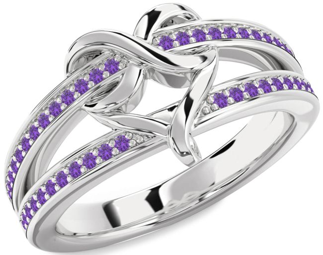 Amethyst Silver Infinity Heart Ring
