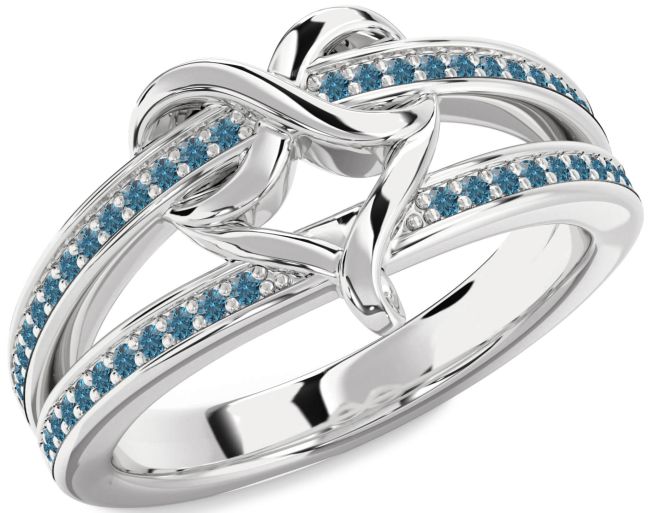Blue Diamond Platinum Infinity Heart Ring