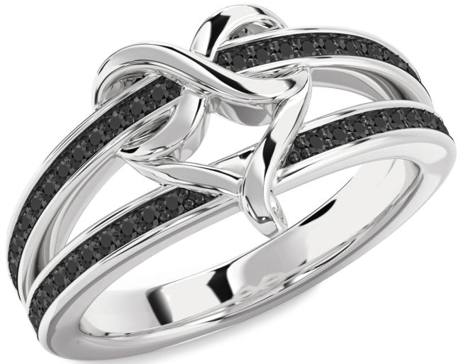 Black Onyx Silver Infinity Heart Ring