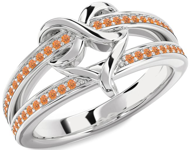 Citrine Platinum Infinity Heart Ring