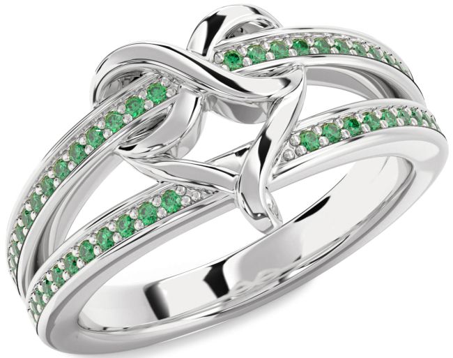 Emerald Platinum Infinity Heart Ring