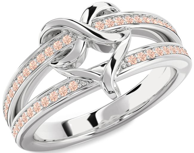 Morganite Silver Infinity Heart Ring