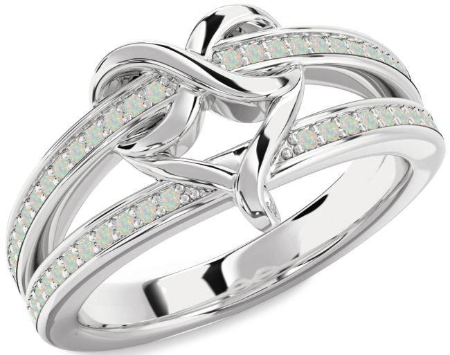 Opal Silver Infinity Heart Ring