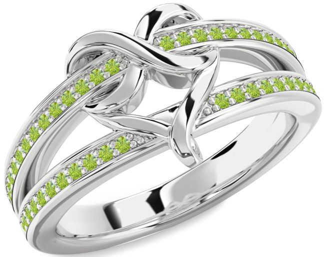 Peridot Silver Infinity Heart Ring