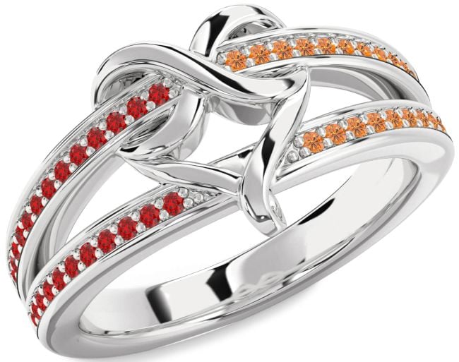 Ruby & Citrine Silver Infinity Heart Promise Ring