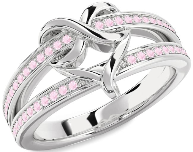 Rose Quartz Silver Infinity Heart Ring
