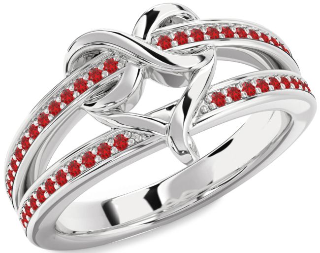 Ruby Silver Infinity Heart Ring