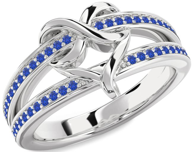 Blue Sapphire Silver Infinity Heart Ring