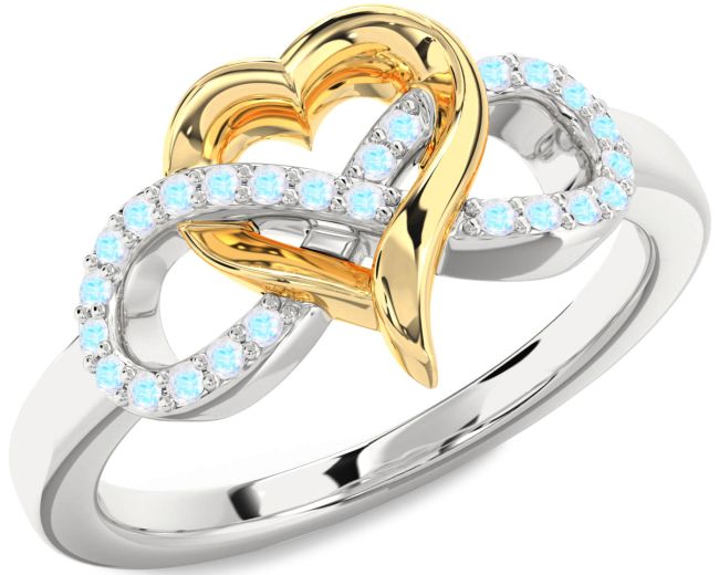 Moonstone Gold Silver Infinity Heart Ring