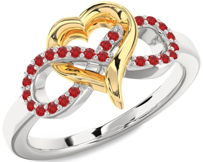 Ruby Gold Silver Infinity Heart Ring