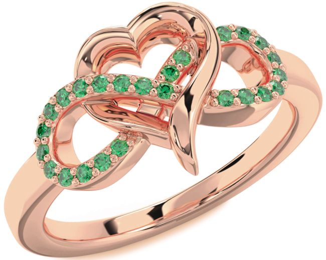 Emerald Rose Gold Infinity Heart Ring