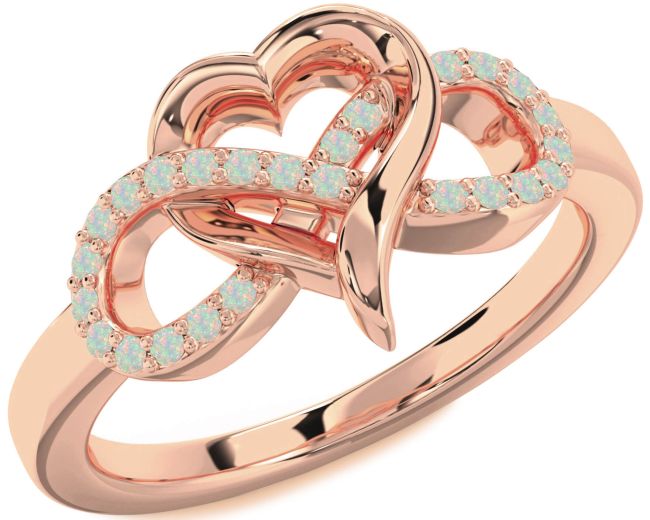 Opal Rose Gold Infinity Heart Ring