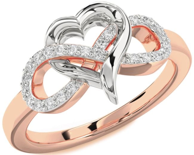 Diamond Platinum & Rose Gold Infinity Heart Ring
