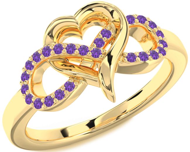Amethyst Gold Infinity Heart Ring
