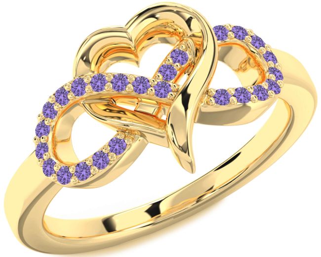 Alexandrite Gold Silver Infinity Heart Ring