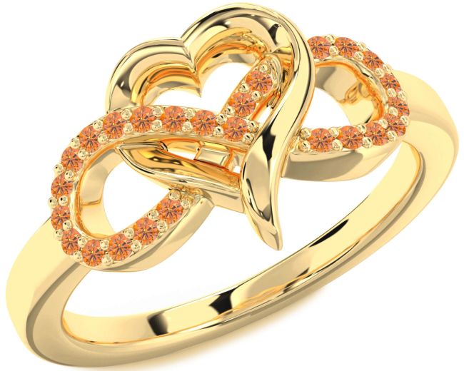 Citrine Gold Infinity Heart Ring
