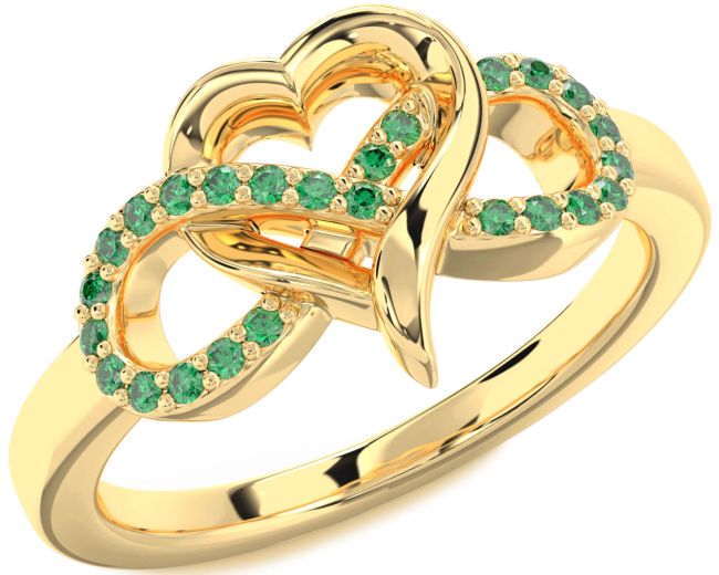 Emerald Gold Infinity Heart Ring