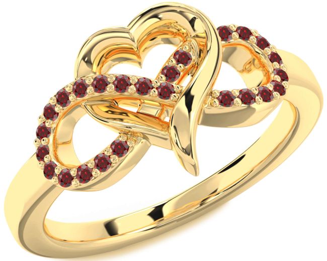 Garnet Gold Infinity Heart Ring
