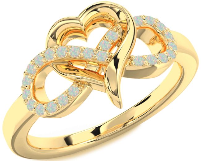 Opal Gold Infinity Heart Ring