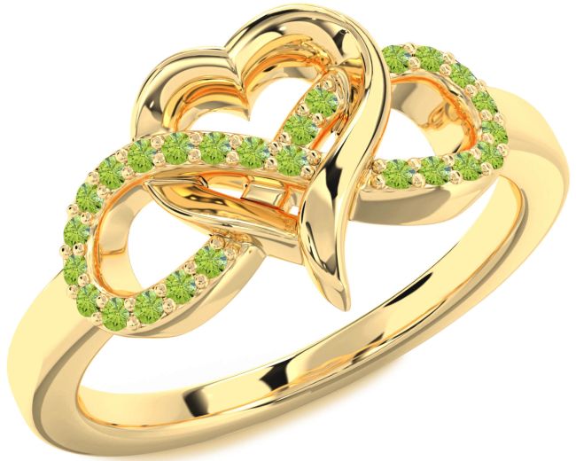 Peridot Gold Infinity Heart Ring
