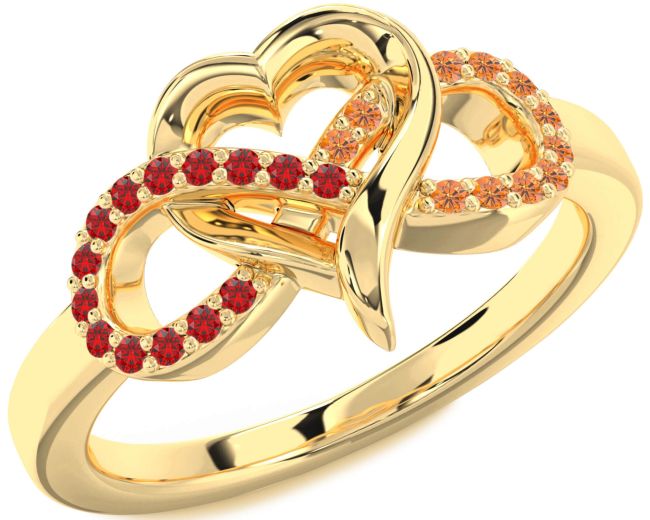 Ruby & Citrine Gold Silver Infinity Heart Promise Ring