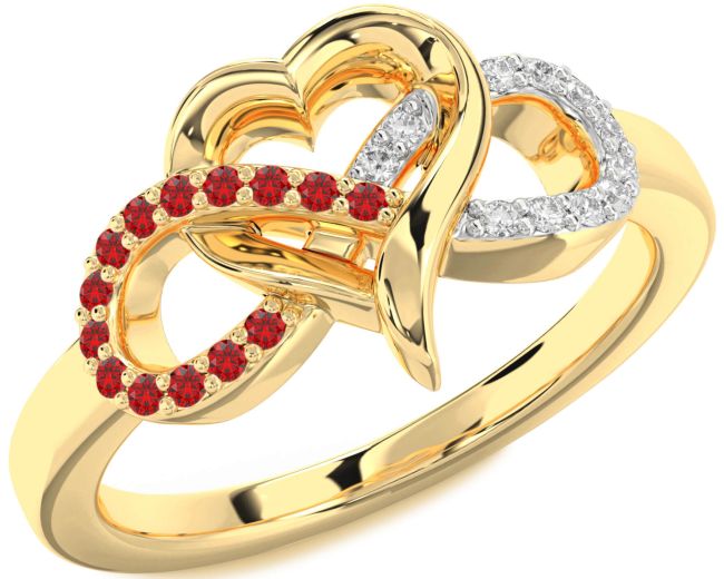 Diamond & Ruby Gold Silver Infinity Heart Promise Ring