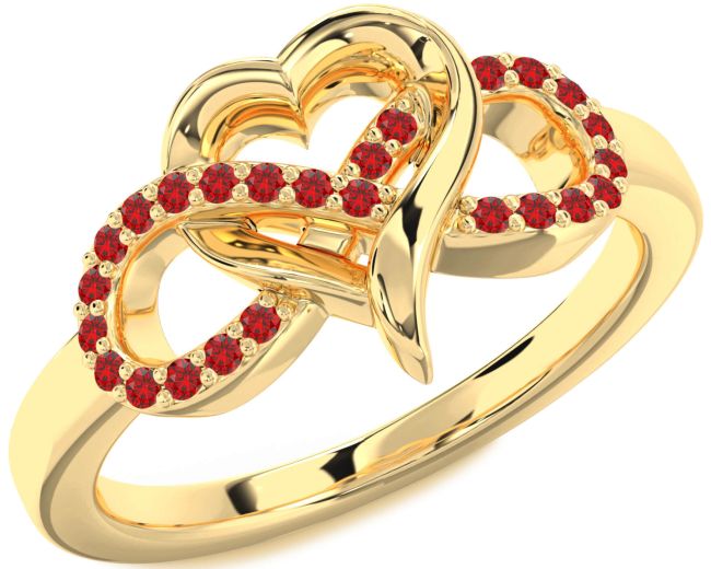 Ruby Gold Infinity Heart Ring