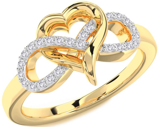Salt & Pepper Diamond Gold Infinity Heart Ring