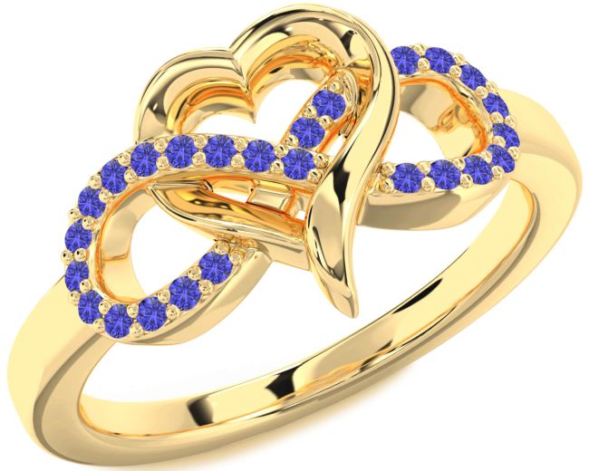 Tanzanite Gold Silver Infinity Heart Ring