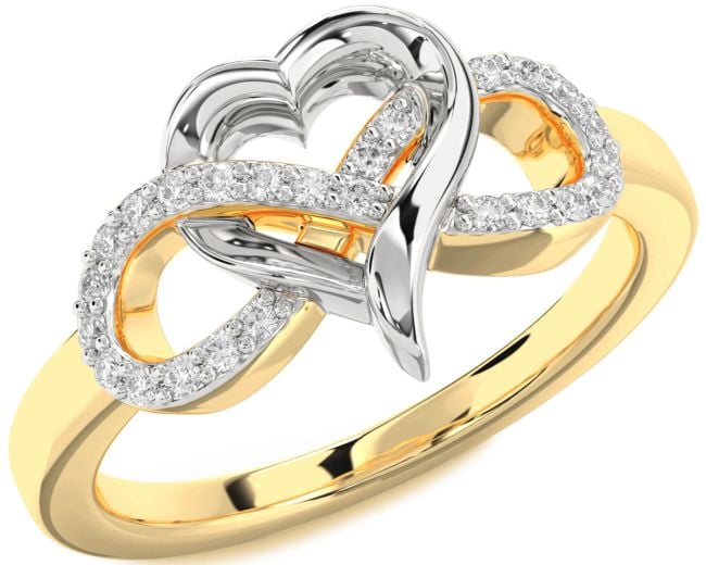 Diamond Platinum & Yellow Gold Infinity Heart Ring