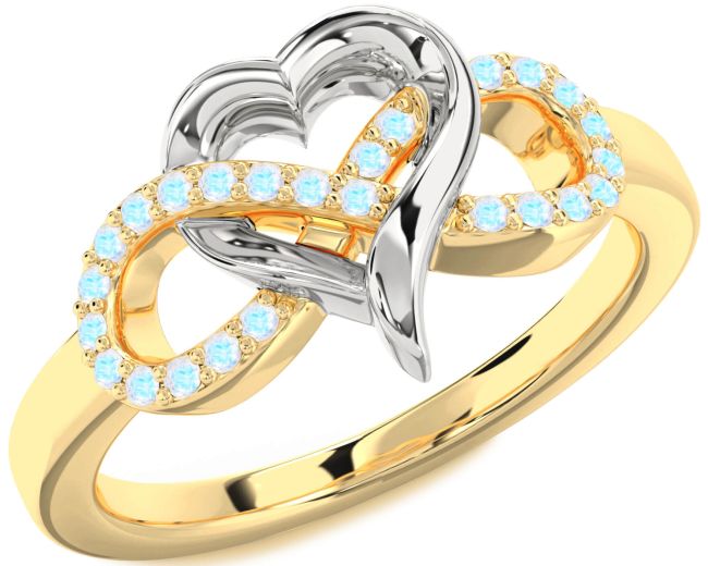 Moonstone Gold Silver Infinity Heart Ring