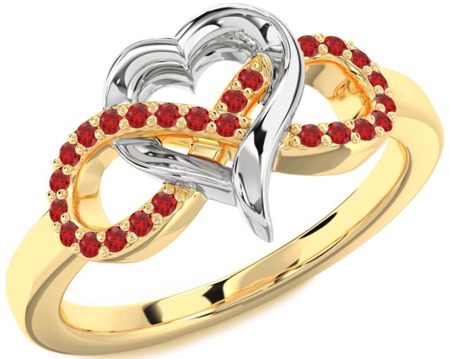 Ruby Gold Silver Infinity Heart Ring