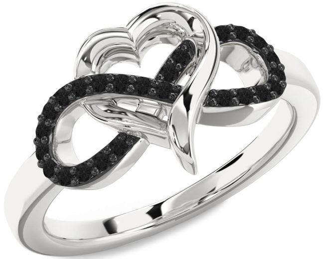 Black Diamond Silver Infinity Heart Ring