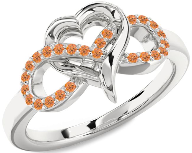 Citrine Silver Infinity Heart Ring