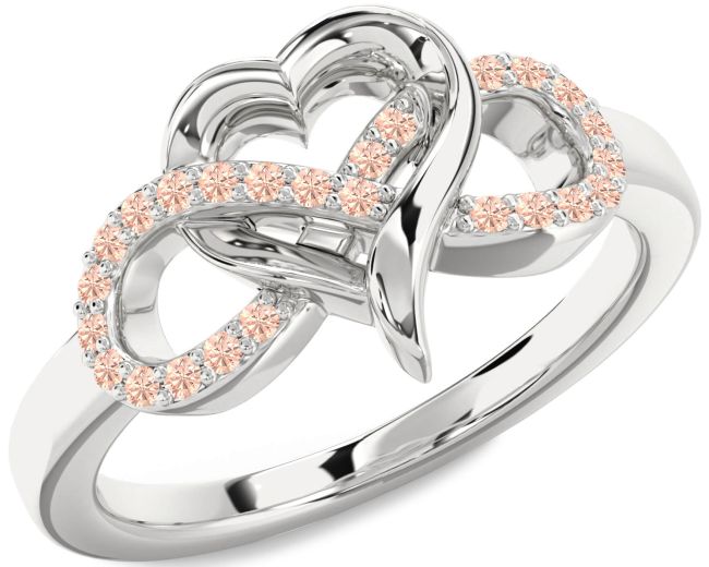 Morganite Silver Infinity Heart Ring