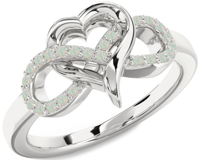 Opal Platinum Infinity Heart Ring