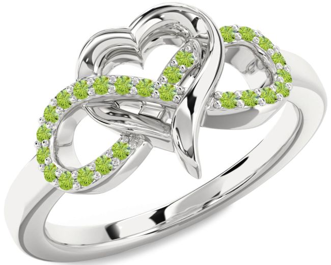 Peridot Silver Infinity Heart Ring