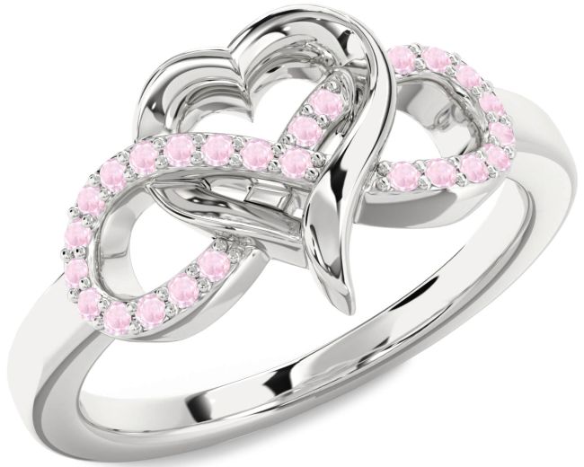Rose Quartz Silver Infinity Heart Ring