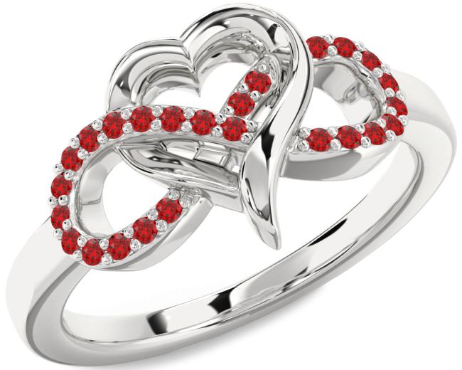 Ruby Platinum Infinity Heart Ring