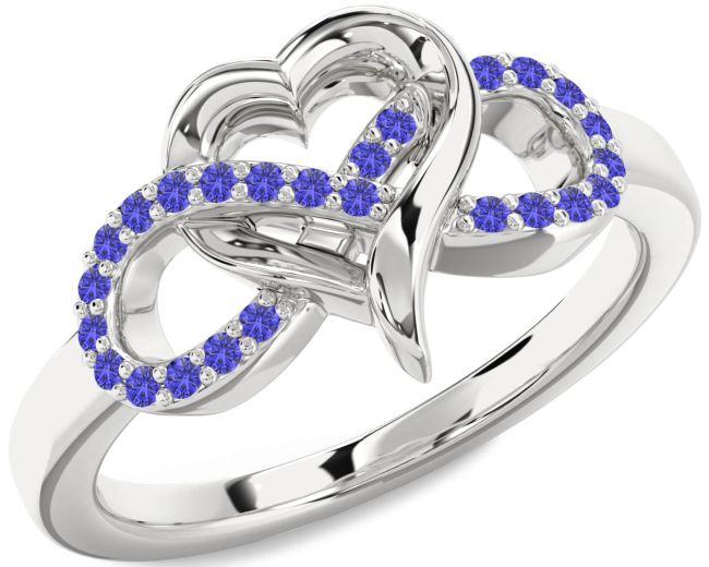 Tanzanite Silver Infinity Heart Ring
