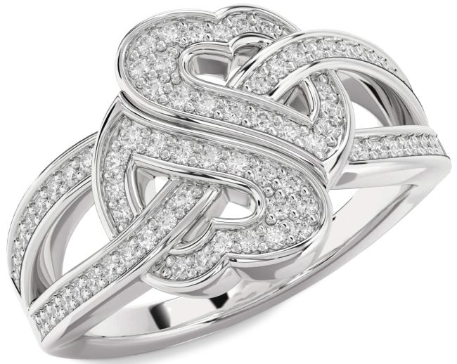 Diamond Silver Heart Pave Ring