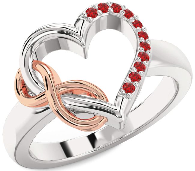 Ruby Rose Gold Silver Heart Infinity Ring