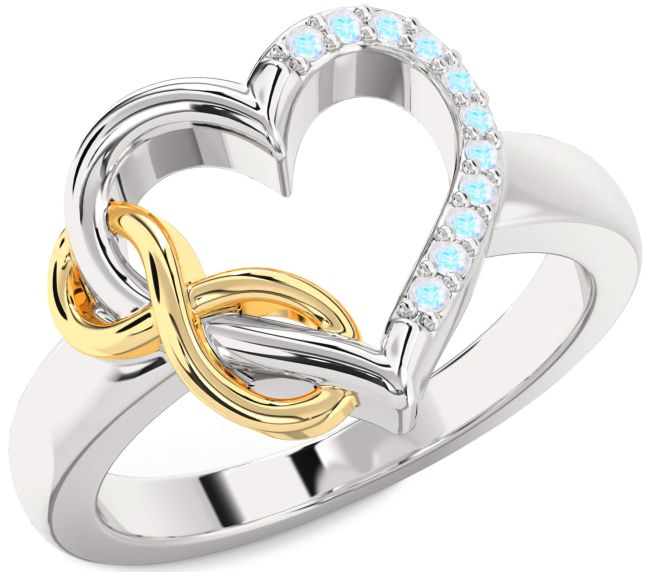 Moonstone Gold Silver Heart Infinity Ring