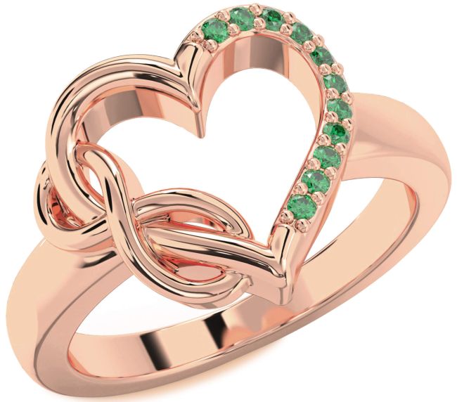 Emerald Rose Gold Heart Infinity Ring