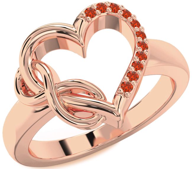 Fire Opal Rose Gold Heart Infinity Ring