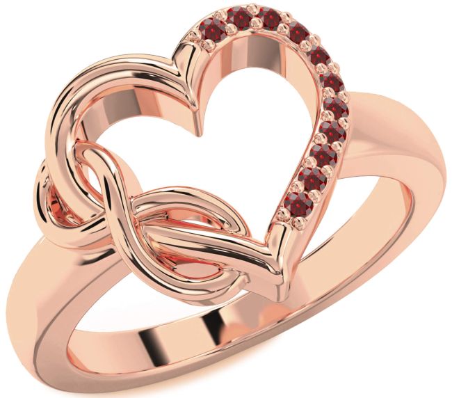 Garnet Rose Gold Heart Infinity Ring
