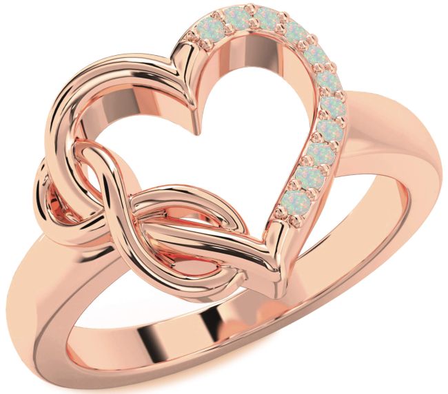 Opal Rose Gold Heart Infinity Ring