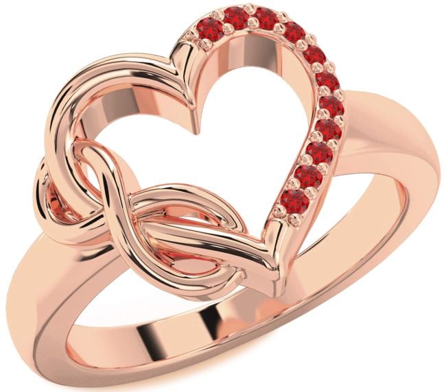 Ruby Rose Gold Heart Infinity Ring
