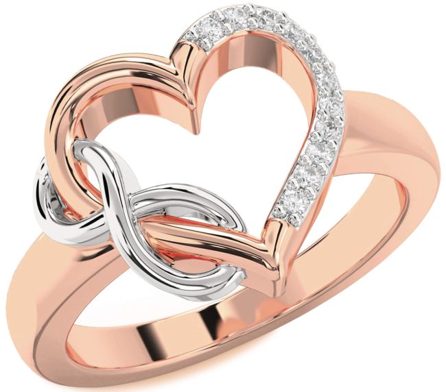Diamond Platinum & Rose Gold Heart Infinity Ring