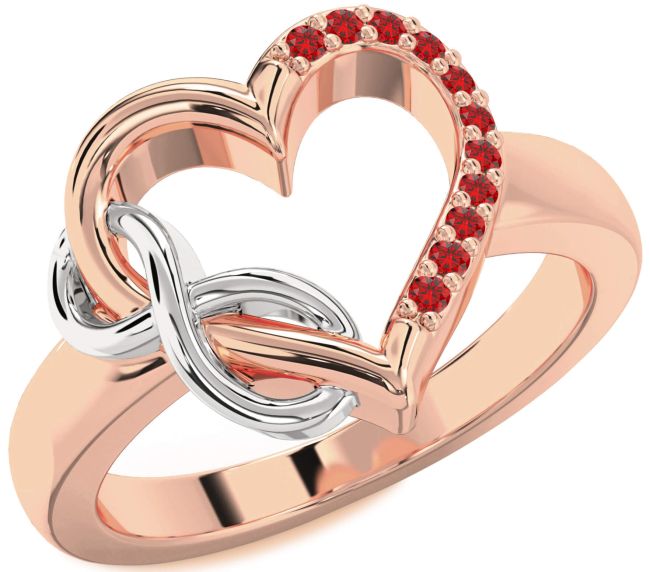 Ruby Rose Gold Silver Heart Infinity Ring